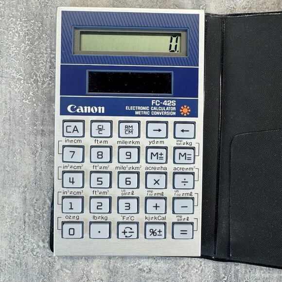 Canon Metric Conversion Electronic Calculator FC-42S Solar Power TESTED - Picture 2 of 6